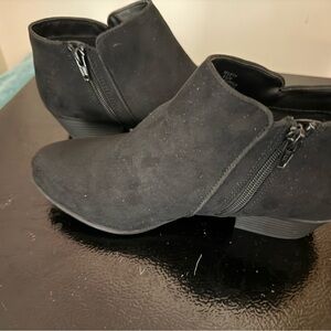 Style & Co. Black Suede Ankle Booties with Side Zipper